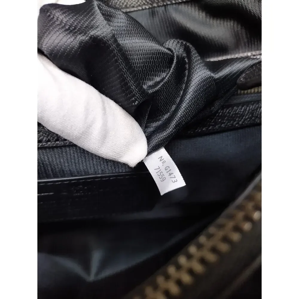 Coach Black Leather Double Handles Pushlock Briefcase Messenger Bag